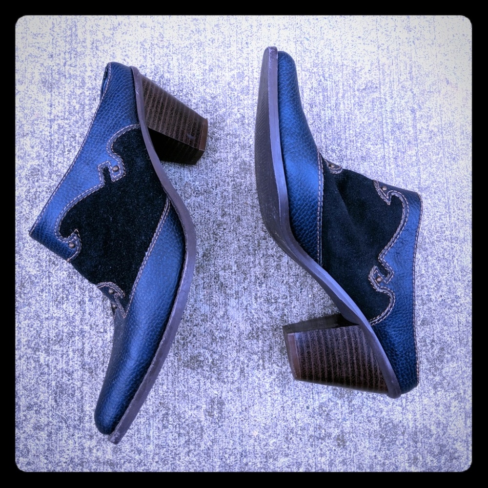 Cowboy Boot Slides Slip-On Heeled Clogs Navy 7 - image 1